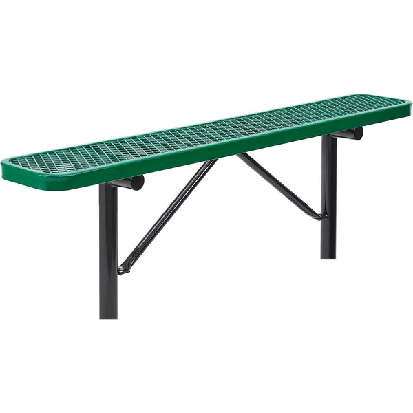 Global Industrial 6ft Outdoor Steel Flat Bench, Expanded Metal, In Ground Mount, Green 277156IGN - main